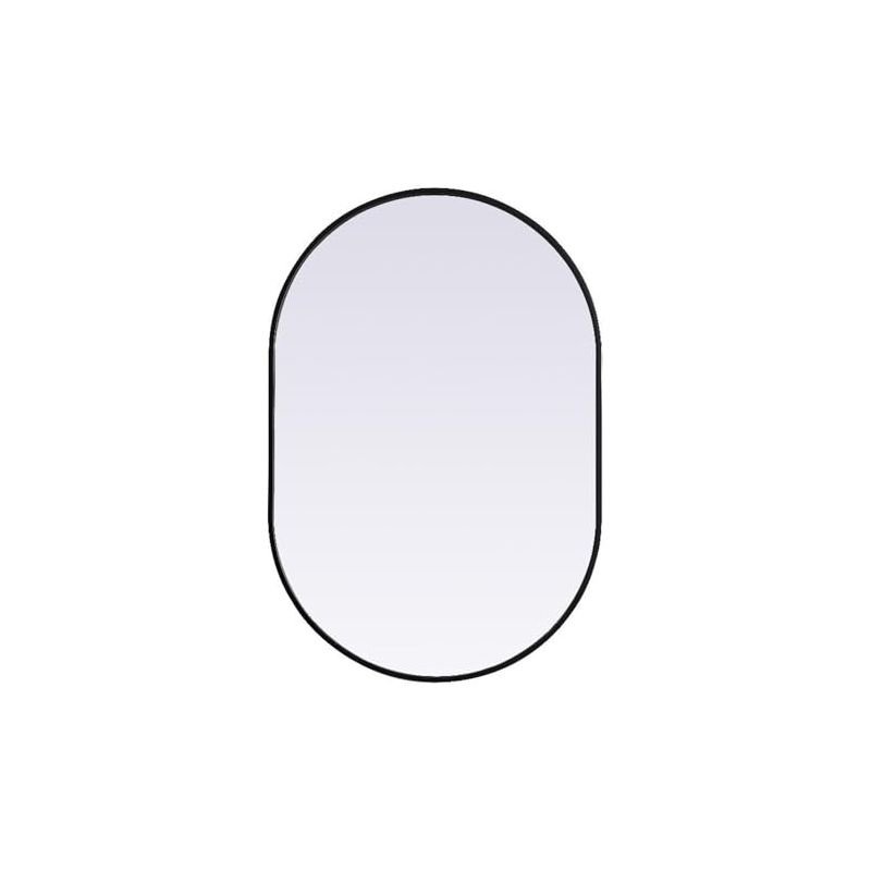 Elegant Lighting Metal Frame Oval Mirror, 27x40 Inch, Black