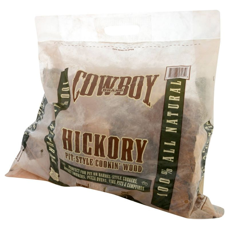 Cowboy .65 cu ft Hickory Cooking Wood: Kiln Dried, Long-Burning Fire Logs for Grills & Smokers