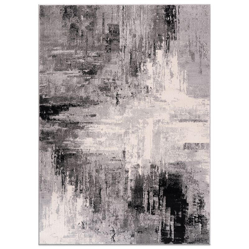World Rug Gallery Bari Contemporary Abstract Art Area Rug - Black 5'x7'