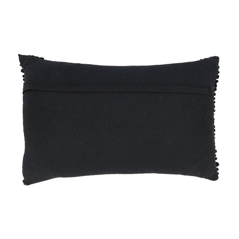 Saro Lifestyle Textured Woven Diamond Down Filled Throw Pillow, Black, 14"x22"