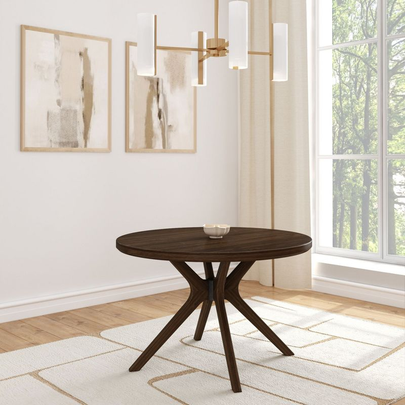 Plank+Beam Verso Round Dining Table, 47" Solid Wood Kitchen & Dining Room Table, Walnut
