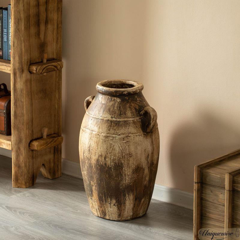 Uniquewise 23-Inch Brown Antique-Inspired Fiberglass Tall Floor Vase - Farmhouse Boho Decor for Living Rooms, Entryway Tables, and Wedding Tables