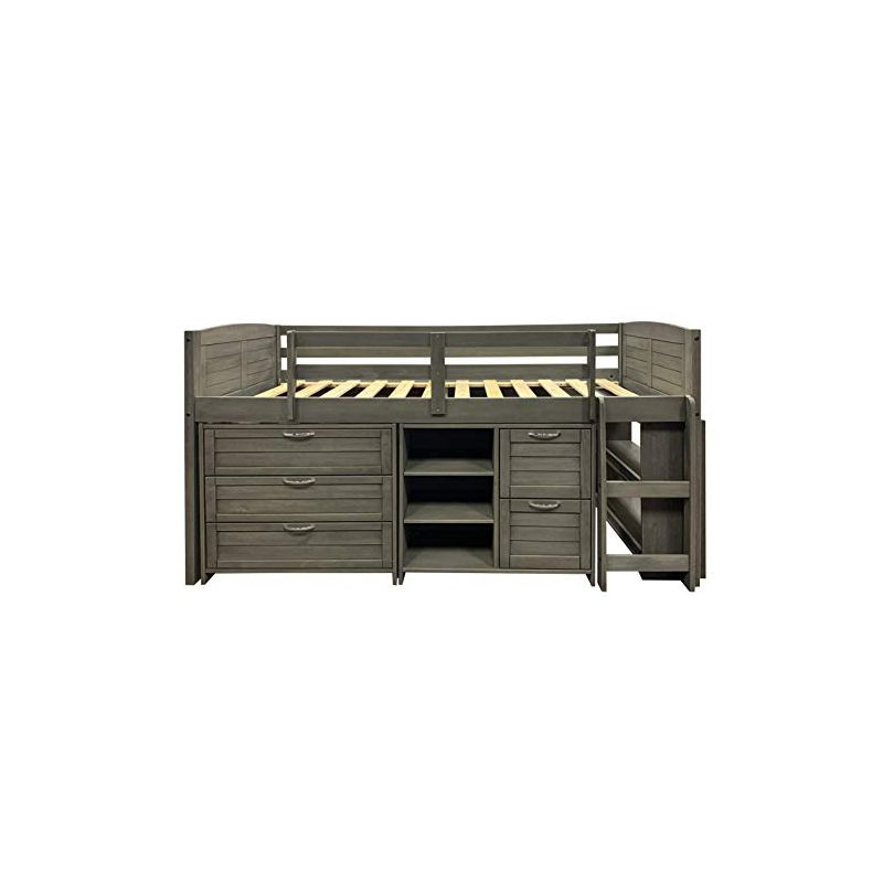 Donco Kids Louver Twin Antique Grey Modular Low Loft Bed - Group A