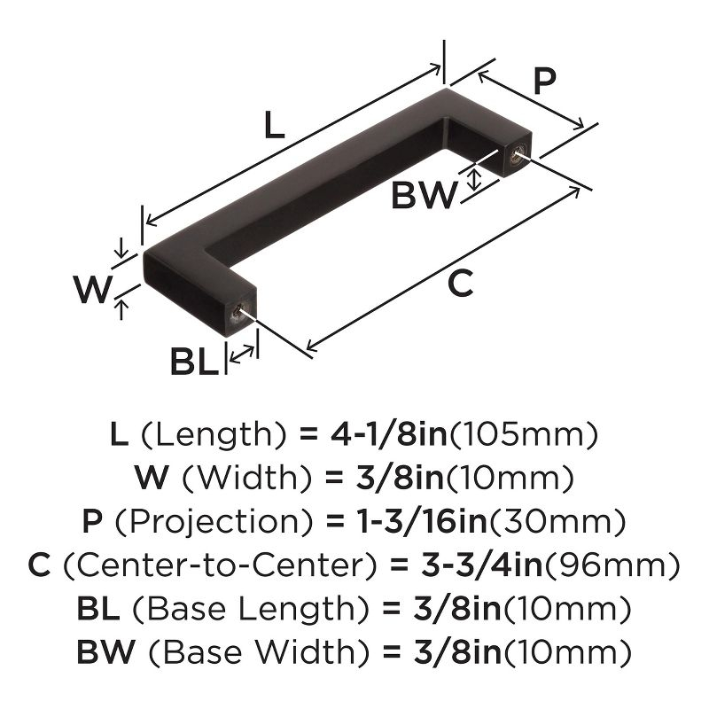 Amerock Monument 3-3/4 inch (96mm) Center-to-Center Oil-Rubbed Bronze Cabinet Pull