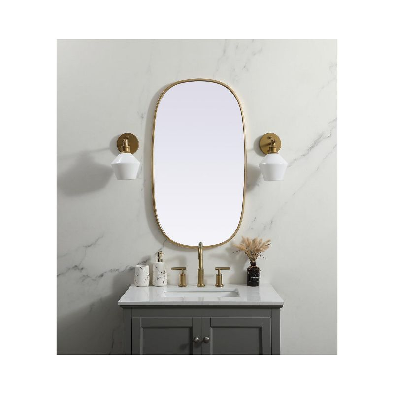 Elegant Lighting Metal Frame Oval Mirror 20x36 Inch in Brass