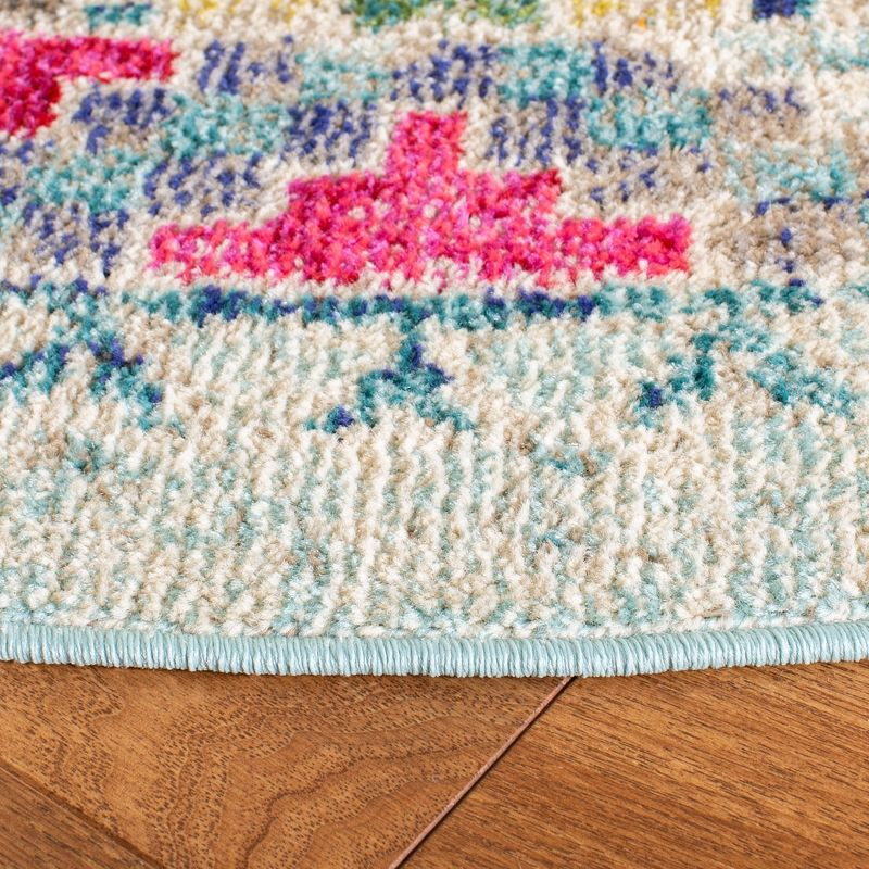 Madison MAD418 Power Loomed Indoor Area Rug - Blue/Yellow - 6'7" Round - Safavieh