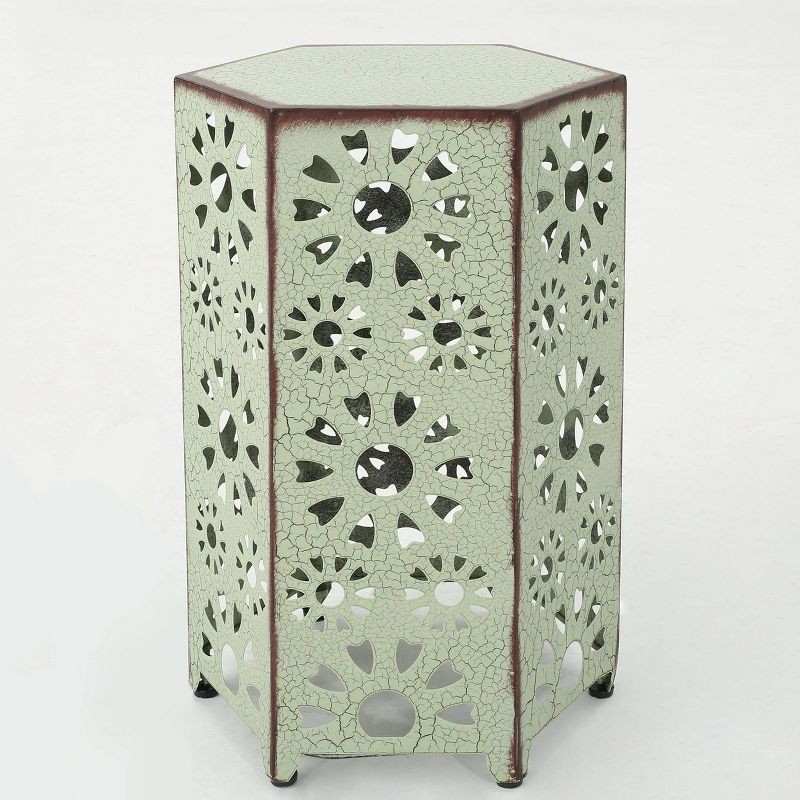 Eliana 14" Sunburst Outdoor Patio Iron Side Table: Weather-Resistant, Hexagon - Christopher Knight Home