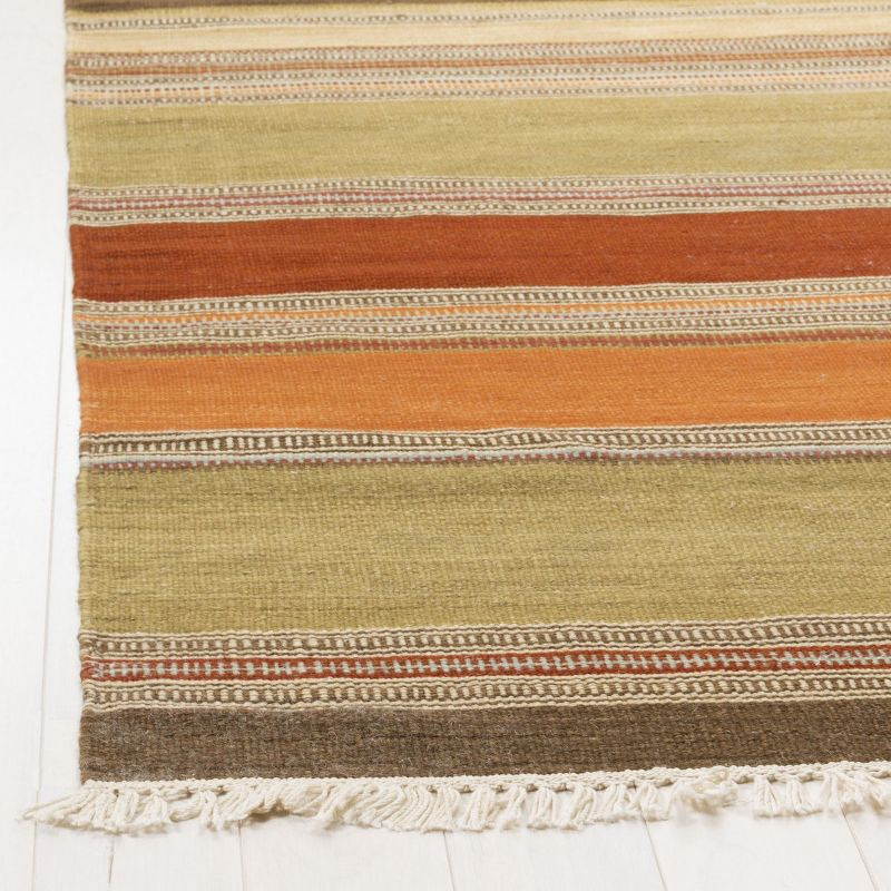 Striped Kilim STK317 Hand Woven Accent Rug - Green - 3'x5' - Safavieh.