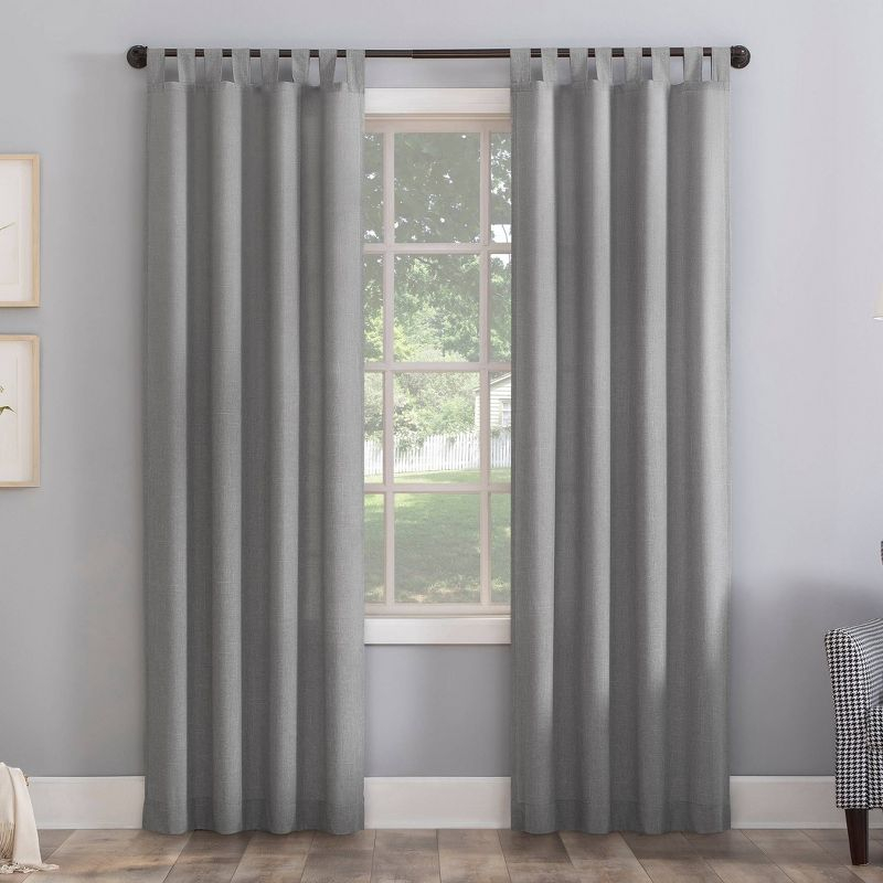 40"x84" No. 918 Light Filtering Semi-Sheer Joshua Heathered Texture Tab Top Curtain Panel Silver: Modern Indoor Decor