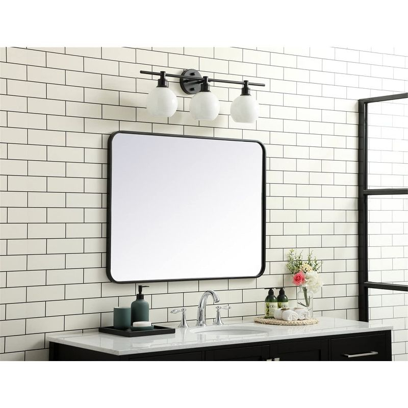 Elegant Lighting Soft corner metal rectangular mirror 27x36 inch in Black