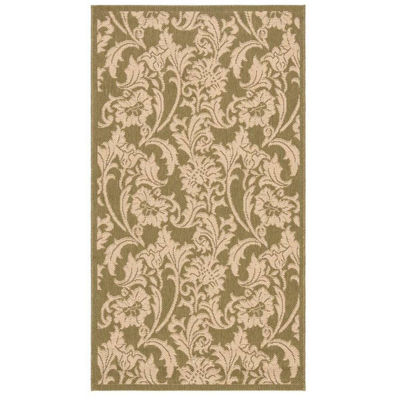 Courtyard CY6565 Power Loomed Indoor/Outdoor Accent Rug - Green/Creme - 2'7"x5' - Safavieh.