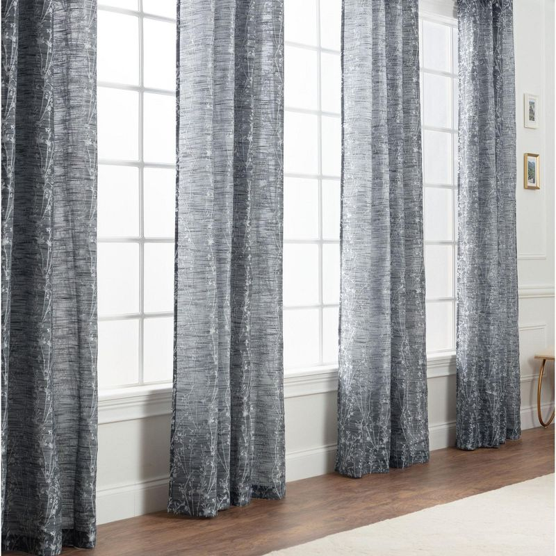 Chanasya 2pk Jacquard Floral Partial Room Darkening Grommet Window Curtain Panels - Set of 2 - 52 x 108 Inches Long - Dark Gray