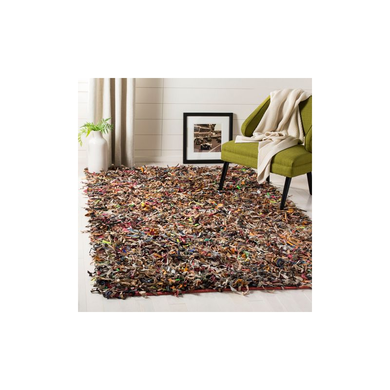 Leather Shag LSG511 Handwoven Accent Rug - Multi - 3'x5' - Safavieh