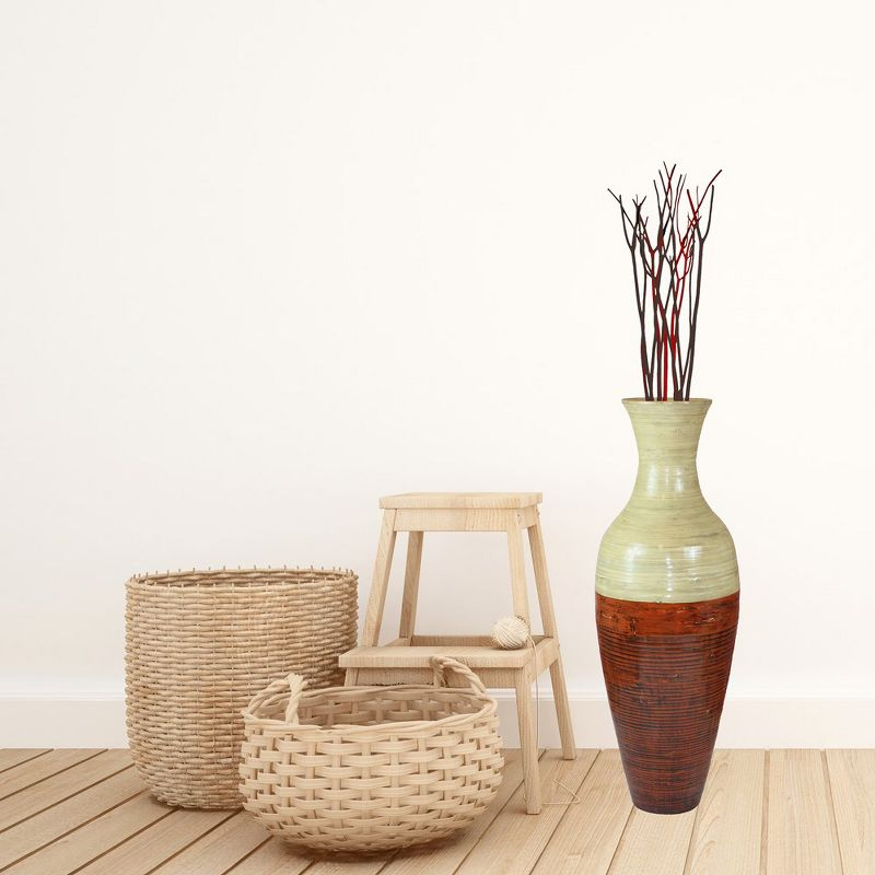 Uniquewise 43-Inch-Tall Vase, Large Floor Vase, Flower Holder, Living Room Entryway Dining Room, Red and Natural Color vase