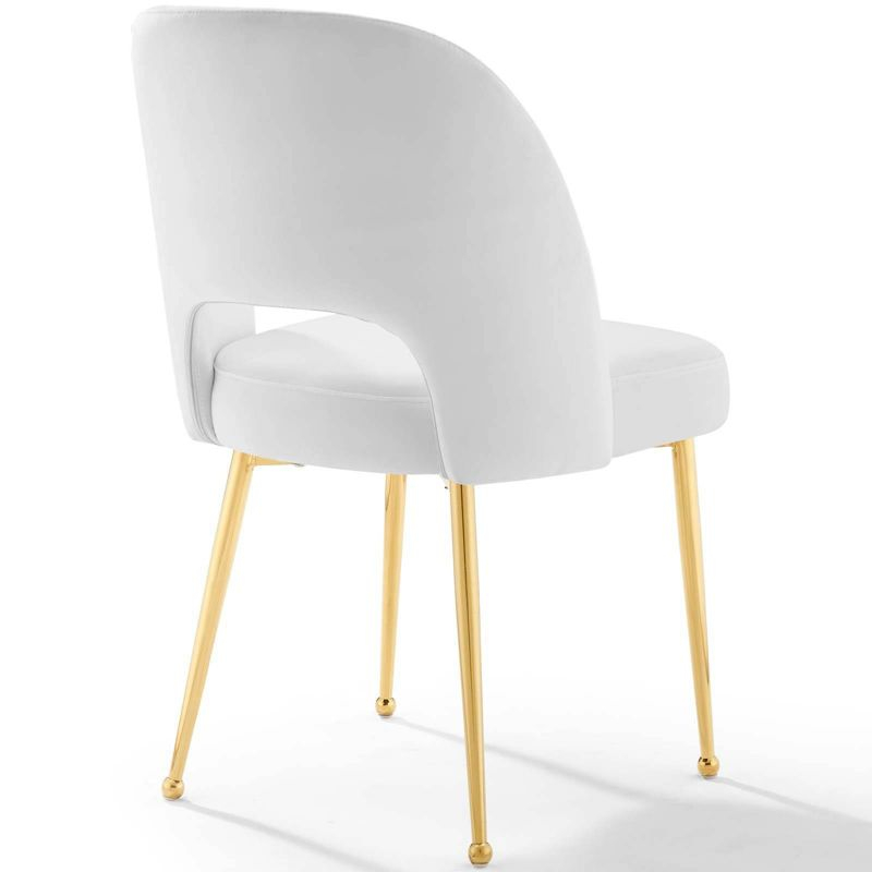 Modway Set of 2 Rouse Dining Room Side Chairs White: Velvet Upholstered, MDF Frame, Modern Armless Design