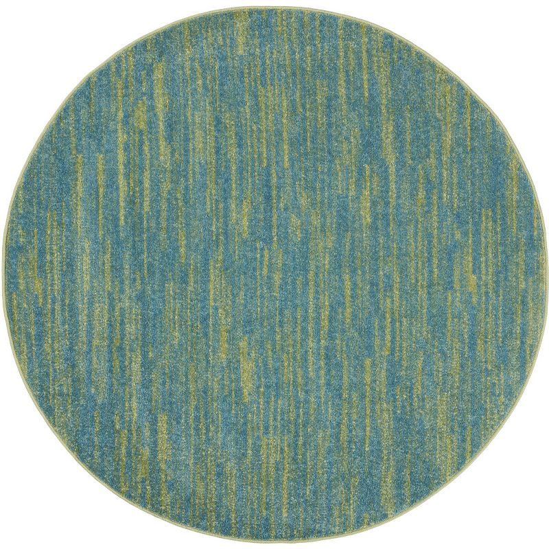 Nourison Nourison Essentials NRE01 Indoor/outdoor Area Rug - Blue Green 4' x round