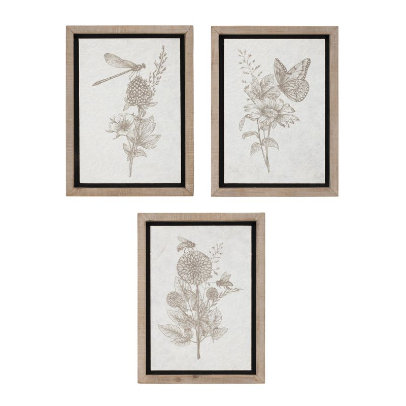 Melrose Framed Floral Insect Print (Set of 3)