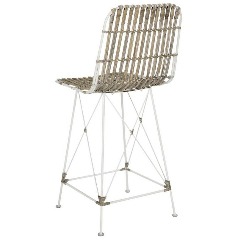 Minerva Wicker Counter Stool (Set of 2) - WIK6509 - White/White - Safavieh