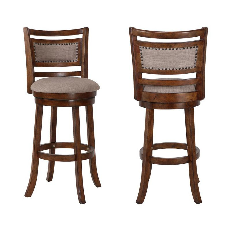 New Classic Furniture, Aberdeen Brown Solid Wood Swivel Bar Stool (Set of 2), Brown