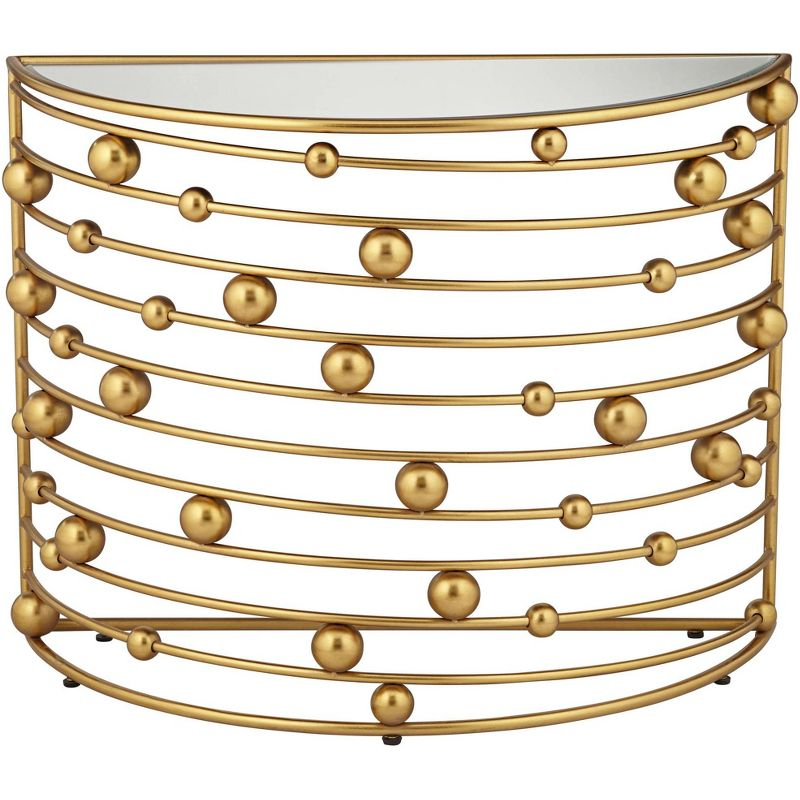 55 Downing Street Liam Modern Metal Console Table 36 3/4" x 15 5/8" Gold Mirrored Tabletop Rail Bead for Living Room Bedroom Bedside Entryway Office