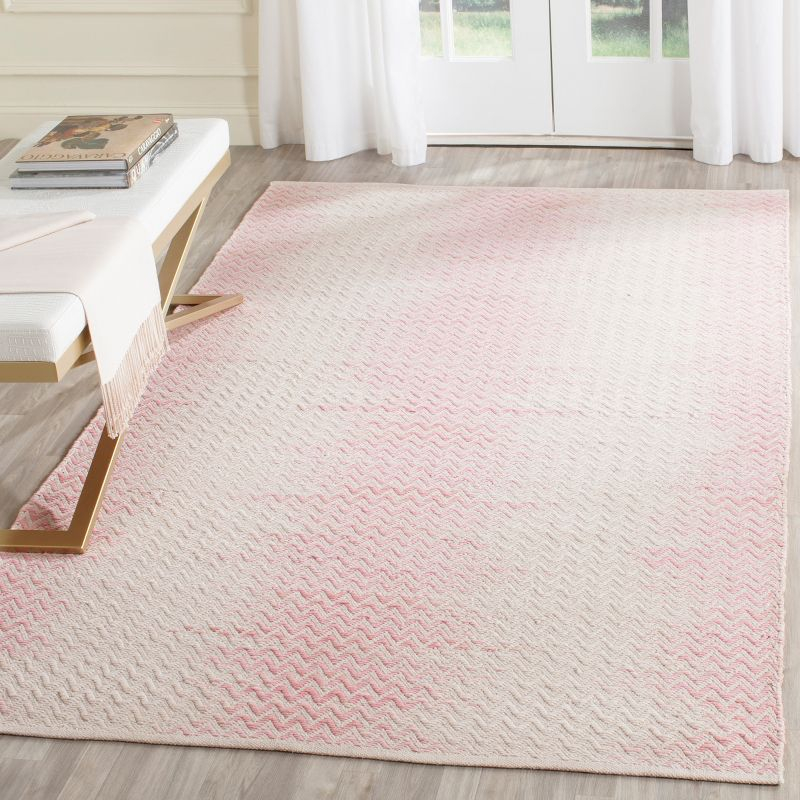 Cotton Kilim KLC121 Hand Woven Area Rug - Light Pink/Ivory - 4'x6' - Safavieh