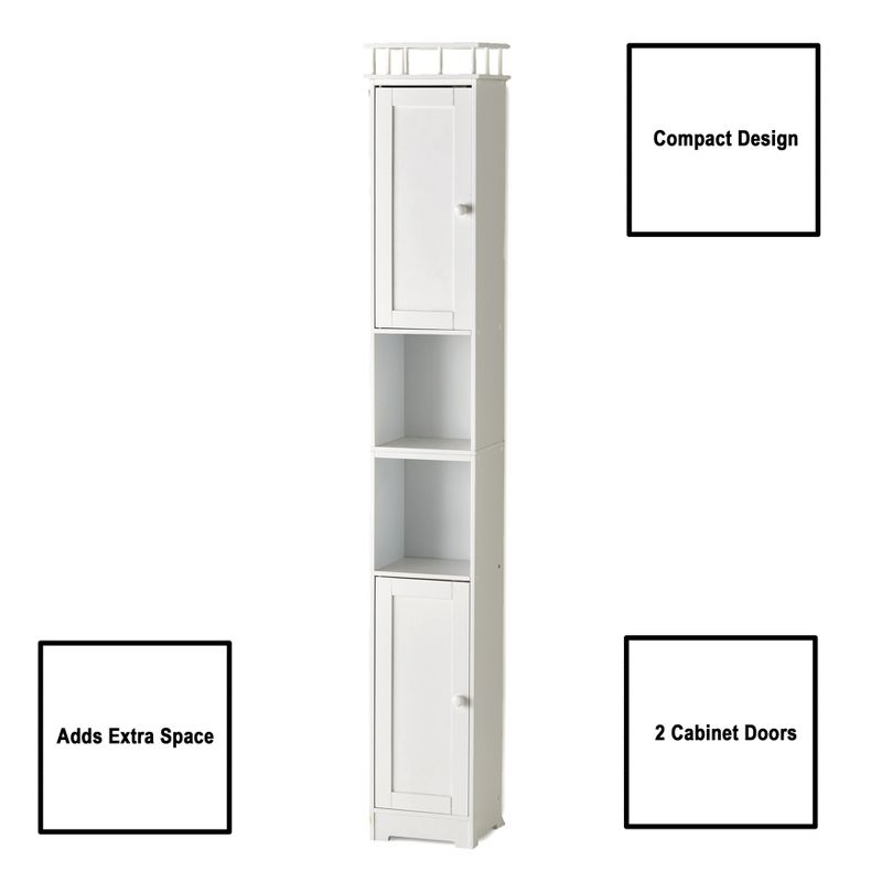 The Lakeside Collection Slim Storage Bathroom Cabinets - White