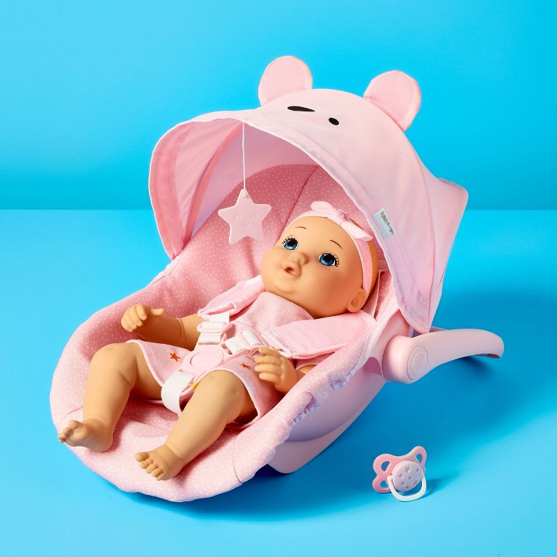 Pink Dot Bear Doll Car Carrier for 14" - 16" Dolls - Gigglescape™