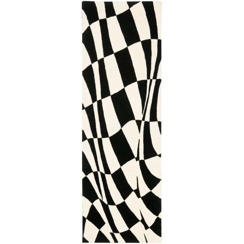 Soho SOH763 Hand Tufted Runner Contemporary Runner Rug - Black/Ivory - 2' 6" X 8' - Safavieh.