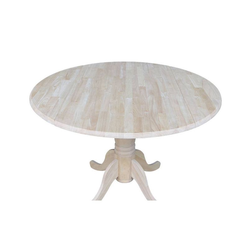 42" Mason Round Dual Dining Table Unfinished - International Concepts: Parawood, Drop Leaves