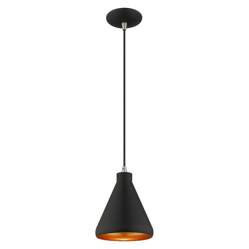 Livex Lighting Metal Shade 1 - Light Chandelier in  Black
