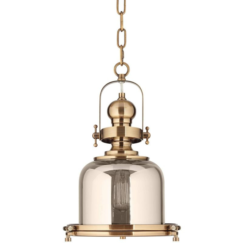Possini Euro Design Elida Brass Mini Pendant Light 11" Wide Modern Chrome Glass Bell Jar Shade for Dining Room House Foyer Kitchen Island Entryway