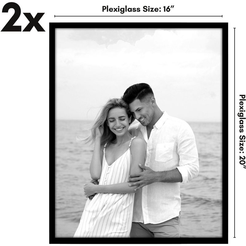 Americanflat 16x20 Poster Frame with Polished Plexiglass - Streamline Collection - Thin Border Picture Frame for Wall Display - Black