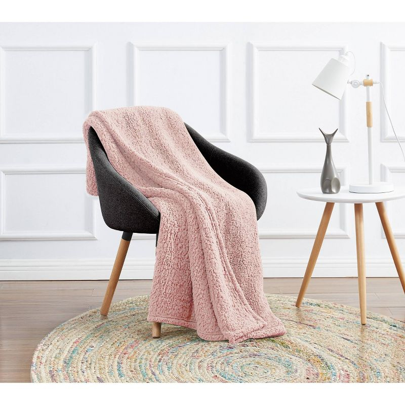 Cloud Faux Shearling Throw Blanket Blush - My World: Sensory Friendly, Knitted Polyester, 50x60"
