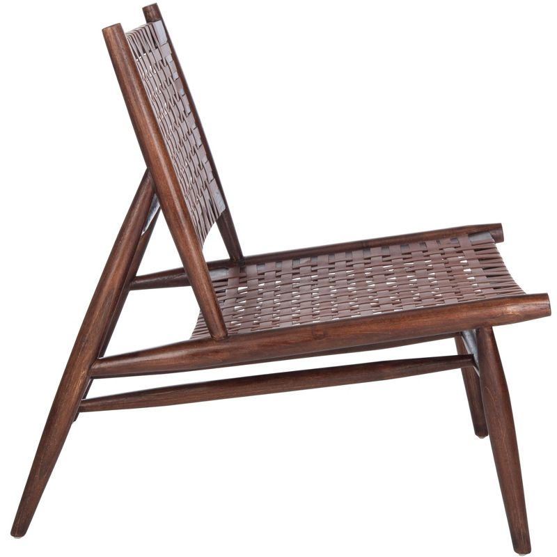 Soleil Leather Woven Accent Chair - Cognac - Safavieh