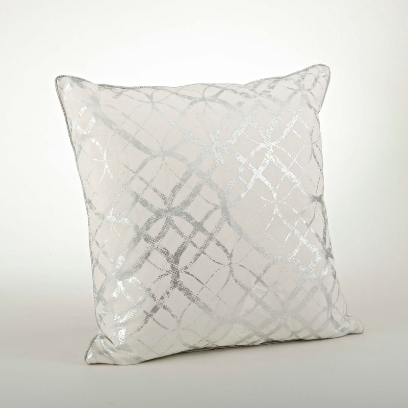 Saro Lifestyle Metallic Foil Print Throw Down Filled Pillow, 20", Silver
