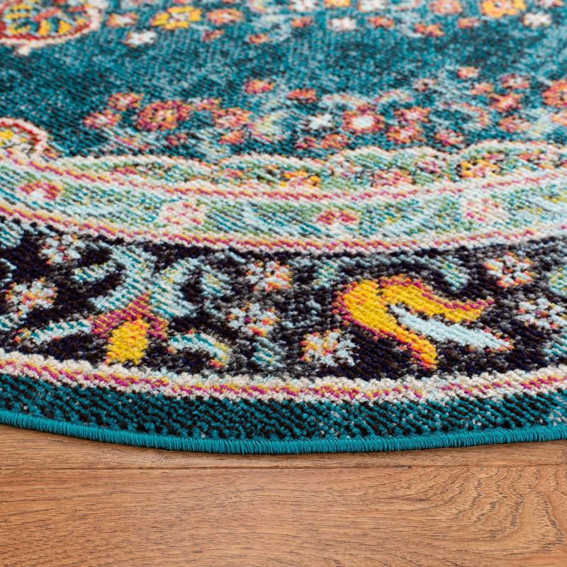 Madison 200 MAD252 Power Loomed Indoor Area Rug - Navy/Turquoise - 6'7" Round - Safavieh
