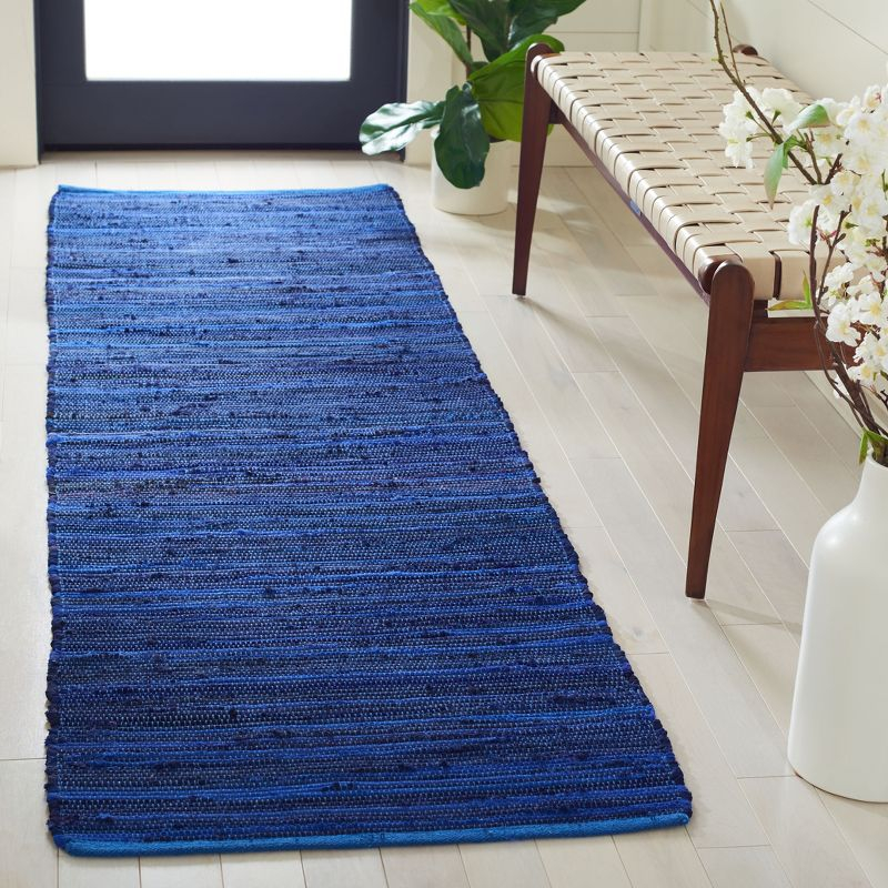 Rag Runner Rug RAR130 Hand Woven Runner Rug - Blue/Multi - 2'3"x8' - Safavieh.