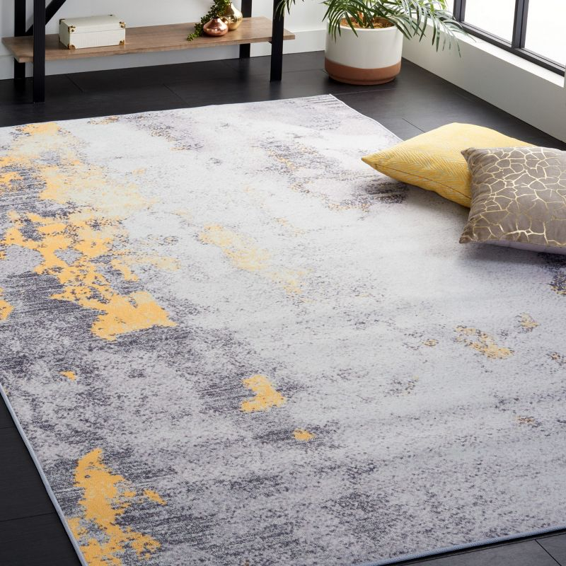 Tacoma TAC803 Power Loomed Machine Washable Area Rug - Grey/Gold - 6'x9' - Safavieh.