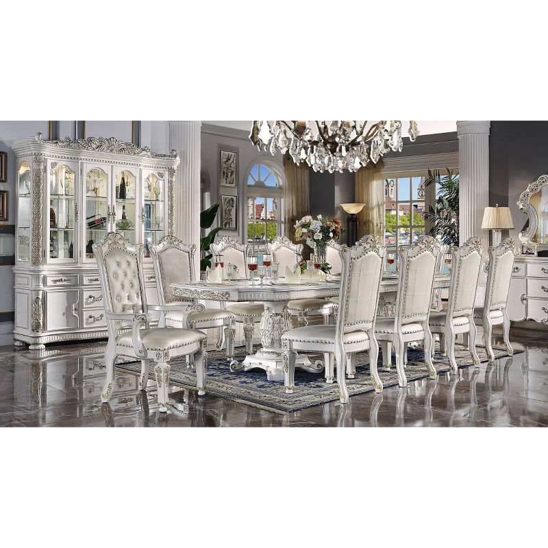 136" Vendome Dining Table Antique Pearl Finish - Acme Furniture: Classic Double Pedestal, 10-Seater, Resin Frame