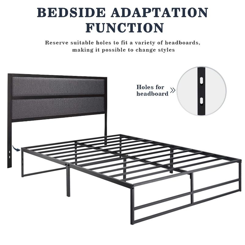 Allewie King Size Platform Bed Frame/Heavy Duty Bed Frame with 14" Clearance Storage/Strong Metal Slats Support/Noise Free/No Box Spring Needed/Black