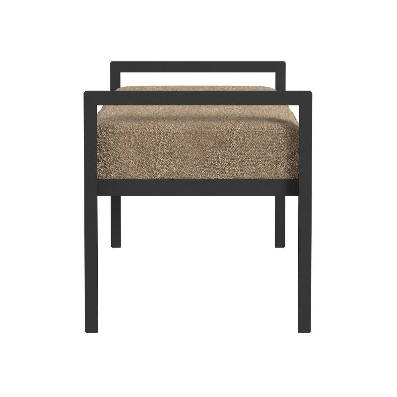 Modern Metal Faux Shearling Bench Brown - HomePop