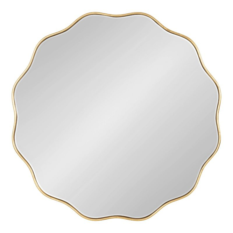 Kate & Laurel All Things Decor 26"x26" Viona Round Scalloped Mirror Gold: Modern Style, No Assembly, Wall Mounted