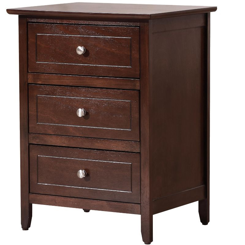 Passion Furniture Daniel 3-Drawer Cappuccino Nightstand (25 in. H x 19 in. W x 15 in. D)