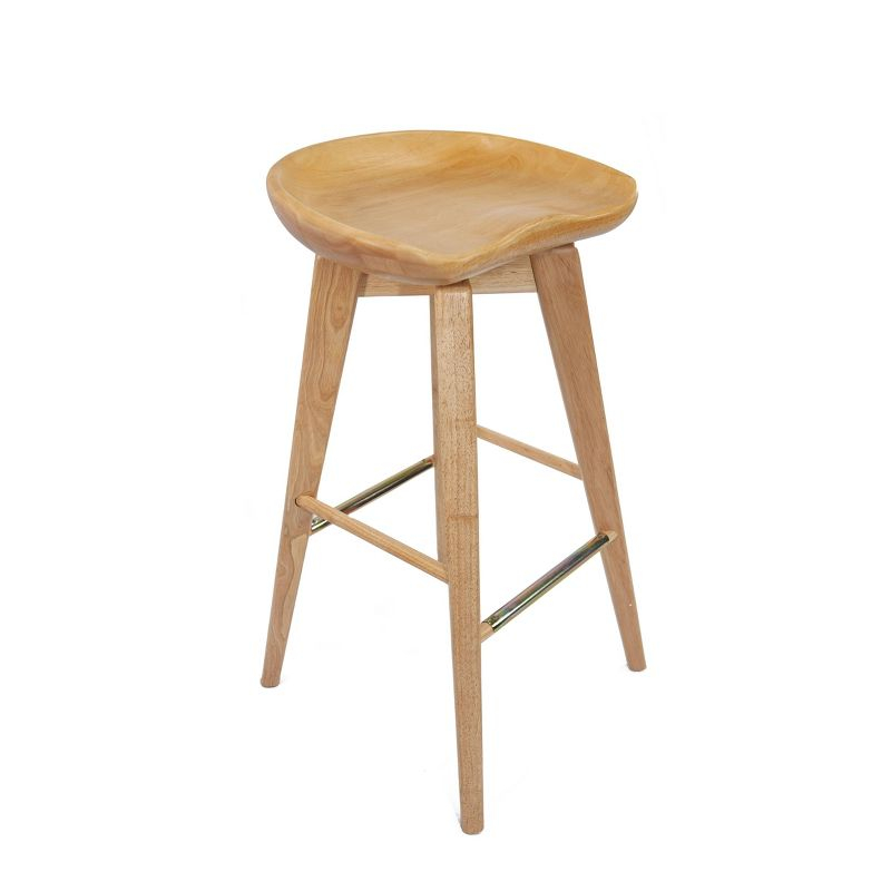 31" Bali Swivel Barstool Hardwood/Natural - Boraam: Contemporary, Backless, 300lb Capacity