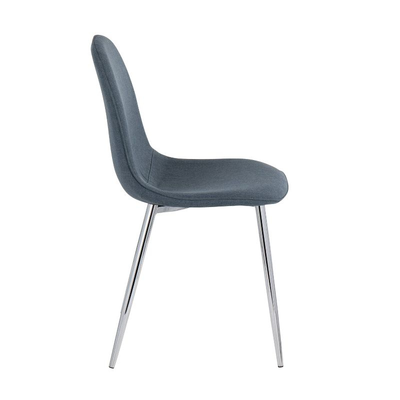 Set of 2 Pebble Metal/Polyester Dining Chairs with Chrome Legs Blue - LumiSource: Steel Frame, Foam Cushion, Spot Clean