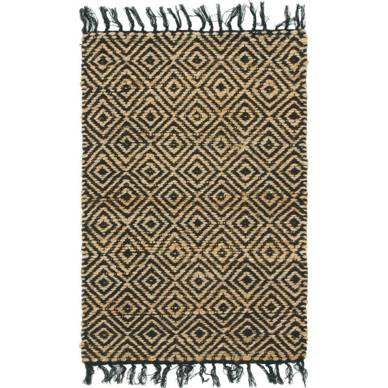 Unique Loom 2' 0 x 3' 1 Assam Chunky Jute Black Area Rug