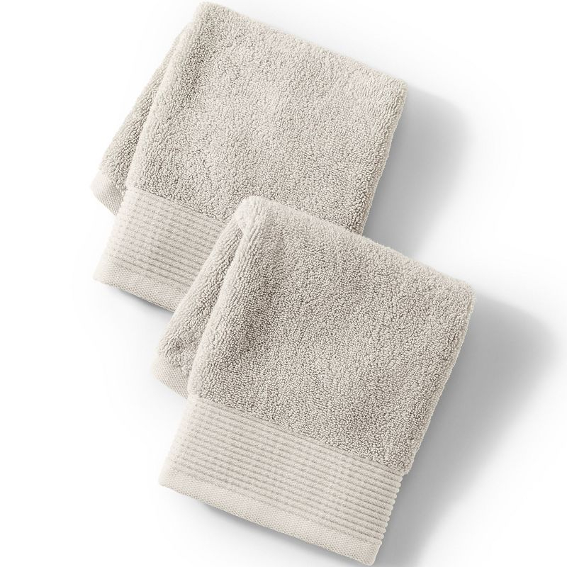 Lands' End Turkish Luxe 2-Piece Washcloth Set - Washcloth Set - Light Stone