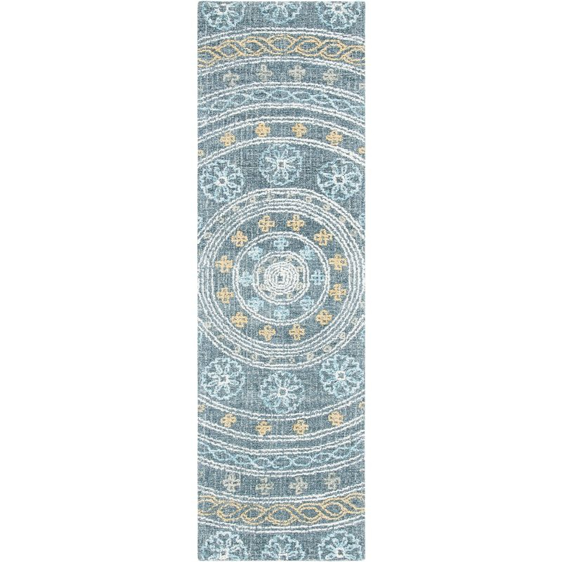 Blossom BLM608 Hand Tufted Runner Rug - Charcoal/Yellow - 2'3"x8' - Safavieh.