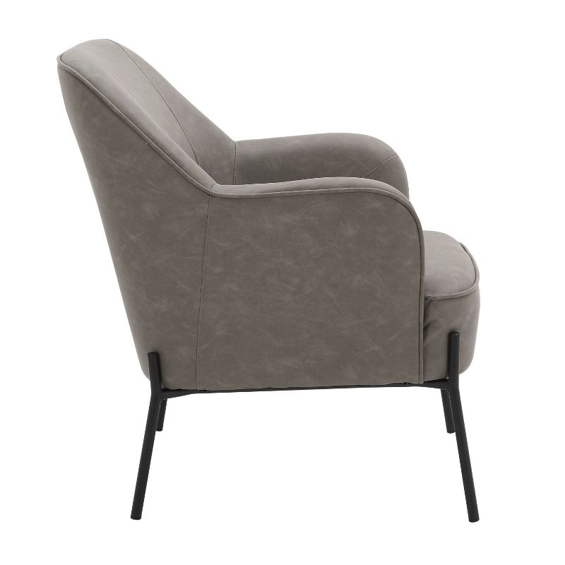 Daniella Contemporary Accent Chair Black/Gray - LumiSource: Upholstered Faux Leather, Steel Frame, Foam Cushion