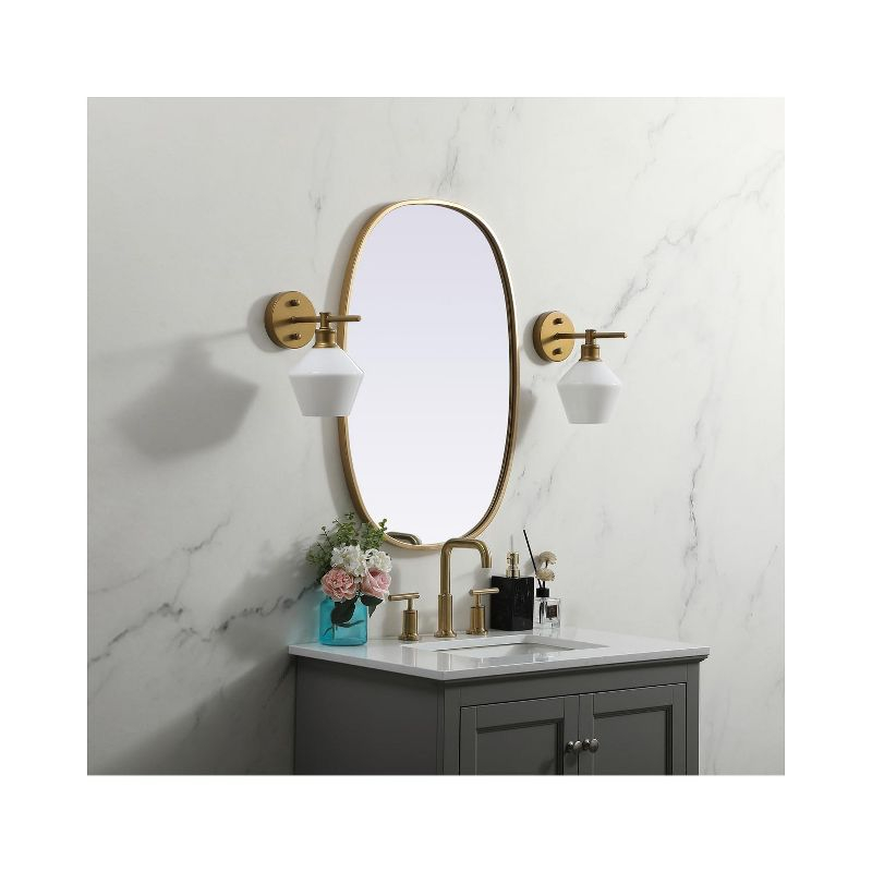 Elegant Lighting Metal Frame Oval Mirror 20x30 Inch in Brass